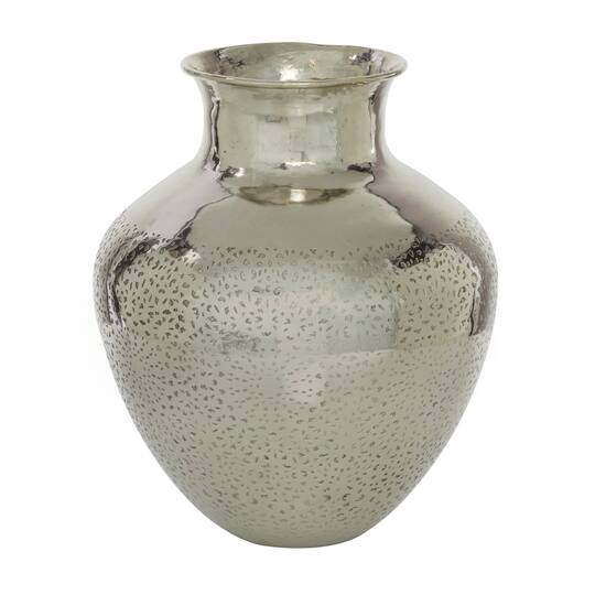 16" Silver Aluminum Contemporary Round Vase